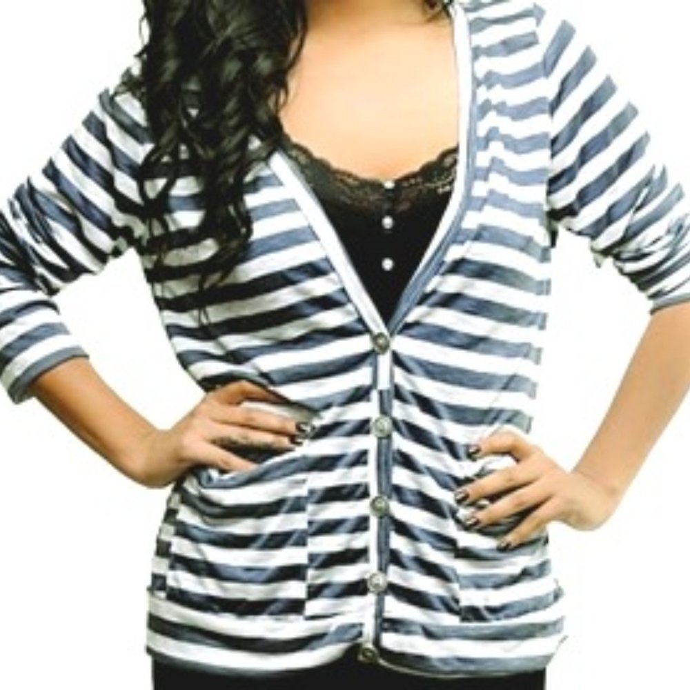 Plus Size Stripe Cardigan Size 2XL